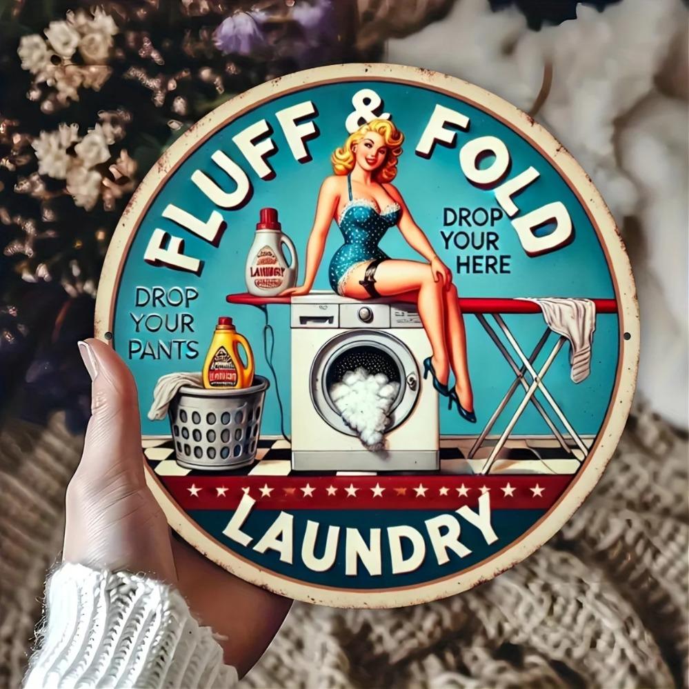Vintage Retro Laundry Sign Metal Wall Decor Art 20x20 белый