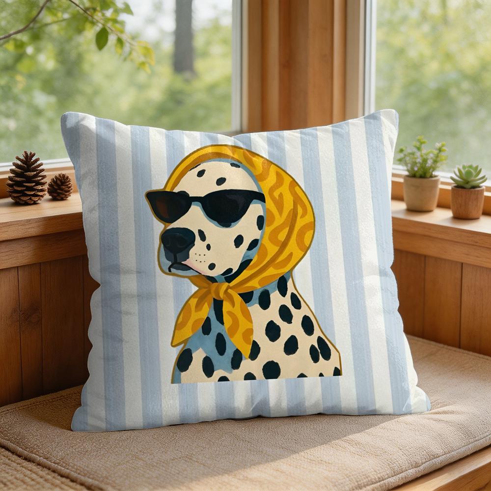 Simple Striped Marine Dog Cushion Cover Square Short Plush Pillow Case Living Room Sofa Home Decor Funda X