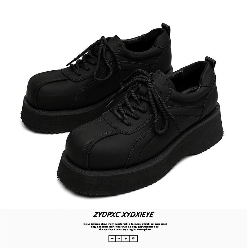 Big head Mickey Derby men's shoes platform-soled heightened lace-up low-top casual leather shoes muffin loafers 20255-B