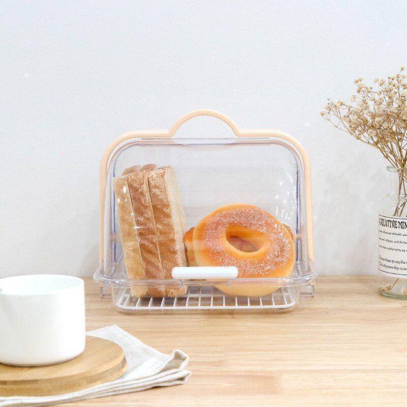 Flap Bread Storage Box Portable Dust-proof Sealed Cake Dim Sum Box With A Lid Milk Bottle Draining Drying Transparent StorageBox