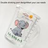 Kids Straw Cup With Lid And Handle Cute Glass Tumbler Baby Feeding Water Bottle Cartoon Glass Cup For Kids Drinkw