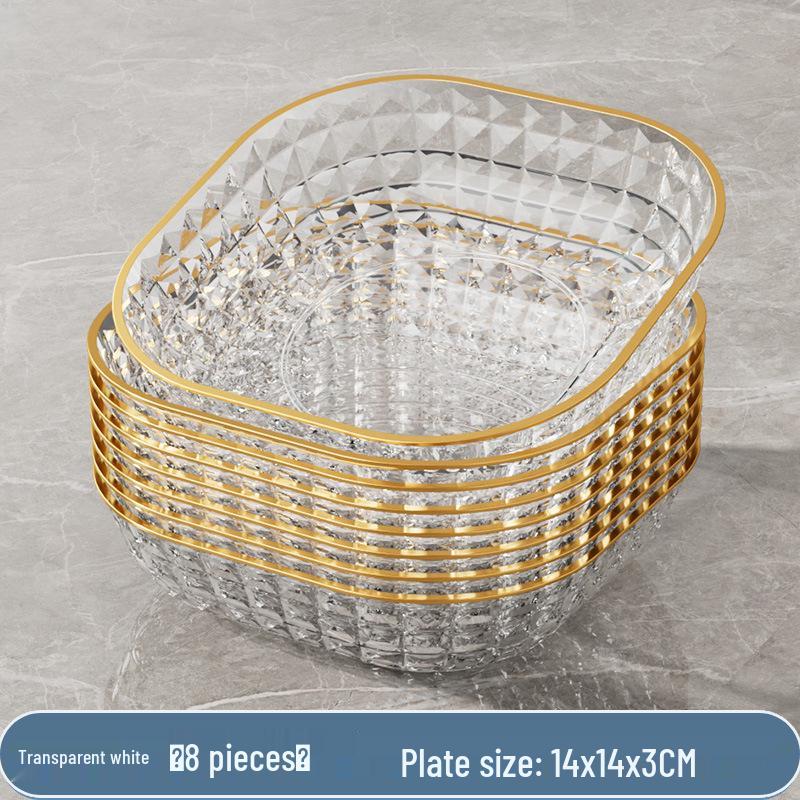 Transparent Gold Rim Fish Bone Dish Holder Set, Easy To Clean, Multipurpose for Living Room