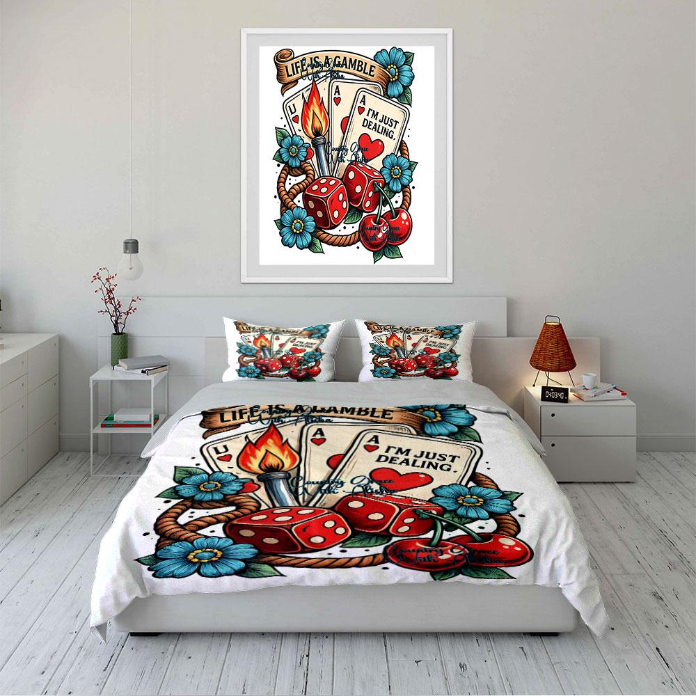 Life Is a Gamble Design Set Bedding Duvet Cover Set Duvet Cover Pillowcases (1*Duvet Cover 2*Pillowcases, Without Duvet Insert)