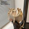 Pearl Chain Bucket Bag Women's Shoulder Bag Simple New Chinese Style Retro Crossbody Bag