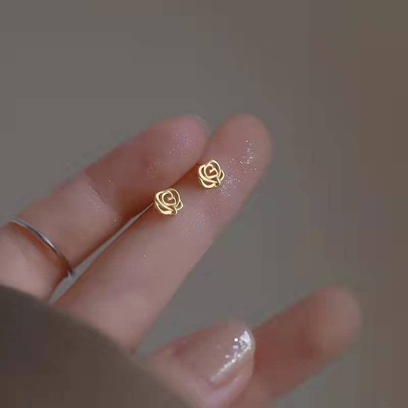 Gold Color Silver Plated Mini Butterfly Heart Stud Earrings For Women Cartilage Helix Tragus Piercing Jewelry Gift