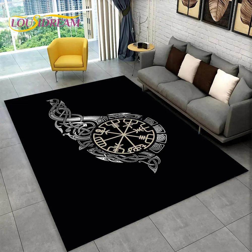 Viking Norse Mythology God Loki Rune Area Rug,Carpet Rug for Living Room Bedroom Sofa Doormat Kitchen Decor,Non-slip Floor Mat