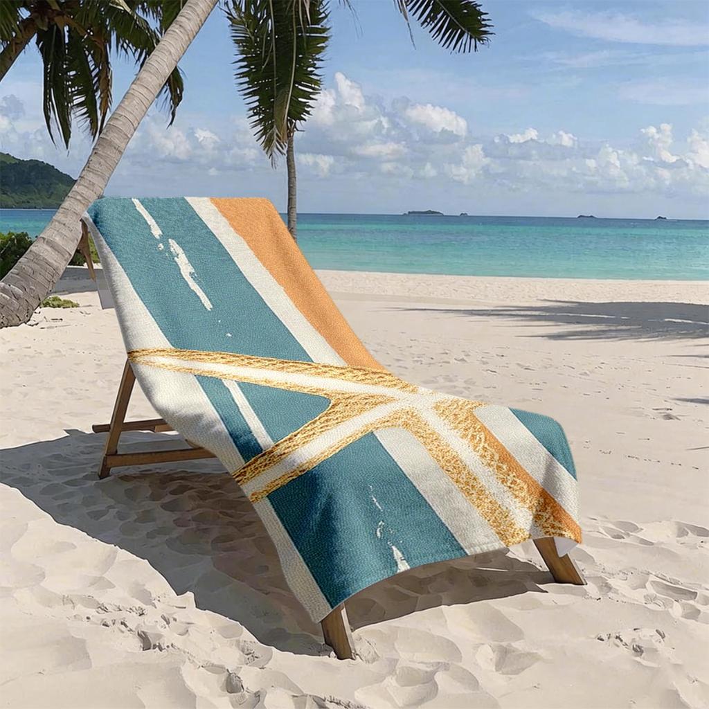 Navy Stripe Starfish Beach Towel Unisex Soft Absorbent For Pool Beach Bath Surfing Travel Essential Gift