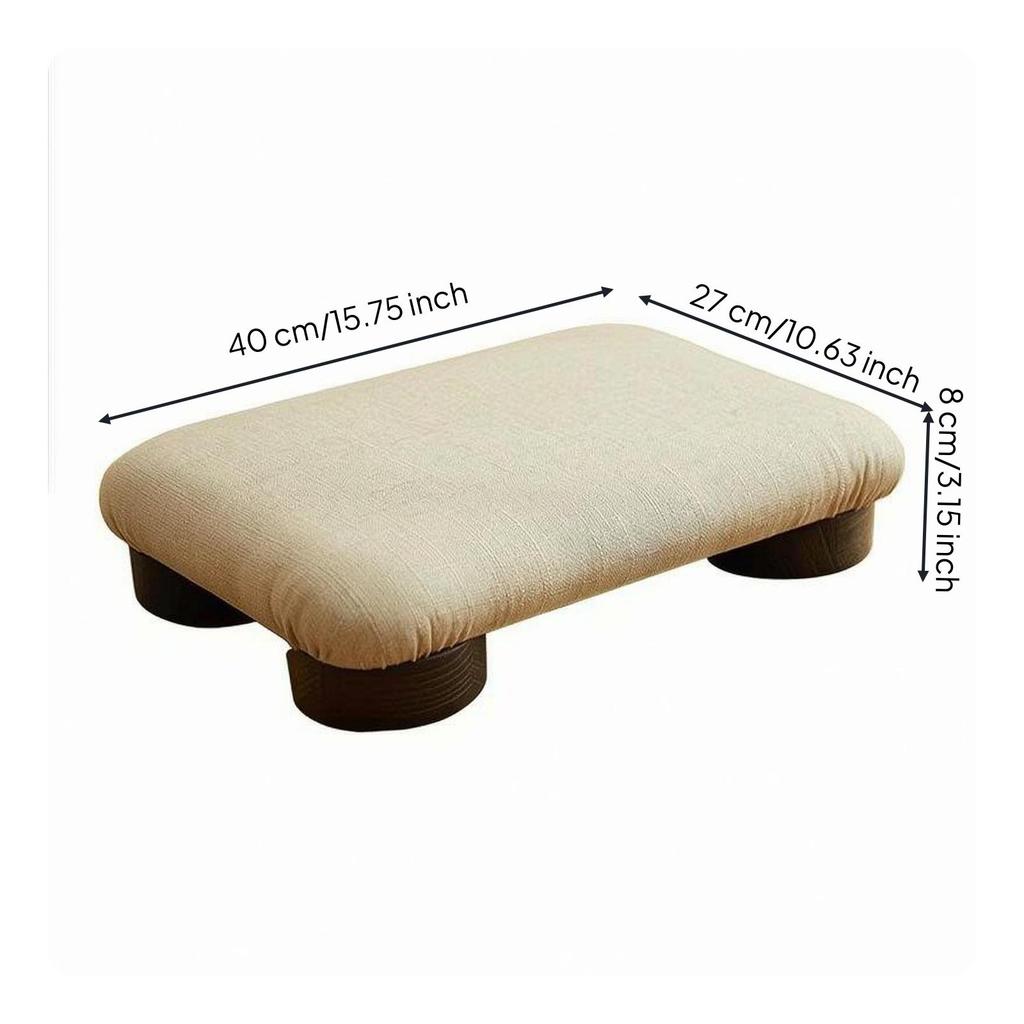 Small Rectangular Japanese Tatami Low Stool White Textile