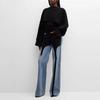 Herbst Europäischer Amerikanischer Stil Schwarz Blau Unregelmäßiger Patchwork Weiter Bein Laufsteg Jeans für Damen