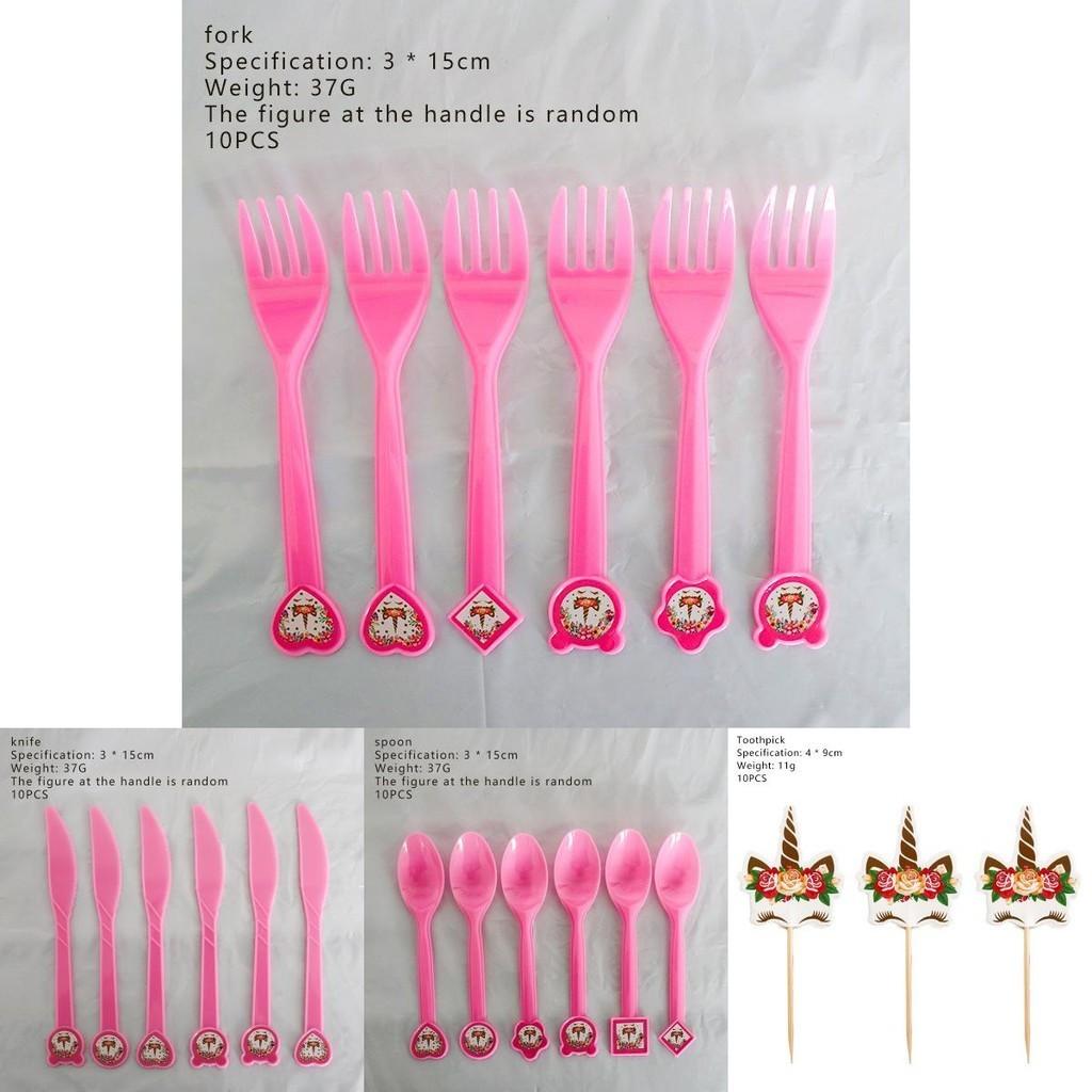 Wreath Unicorn Kids Birthday Party Supplies Colorful Tableware Plates Cup And Forks