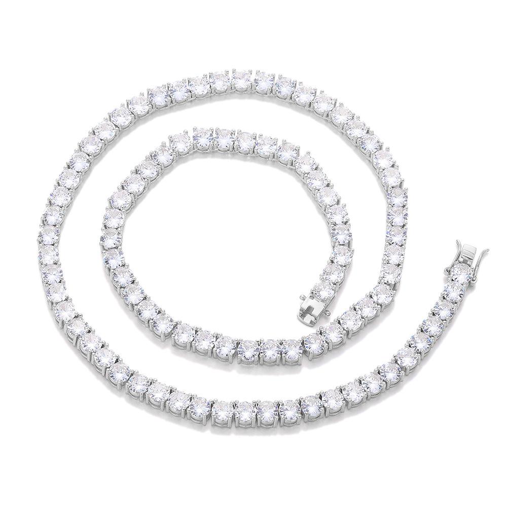 

6mm Wide Circular Tennis Chain Hip-hop Necklace Bracelet with Full Zirconium Single Row Men s Necklace Trendy Brand Accessory 18cm