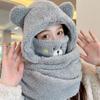 Ear Protection Korean Cap Bear Ears With Mask Winter Gloves Lamb Fleece Hat Women Plush Hat Scarf