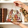 Winter Wonderland Wall Sign Christmas Town Wooden Hanging for Front Door, Rustic Xmas House Holiday Indoor Festive Plaque Decoration with Hemp