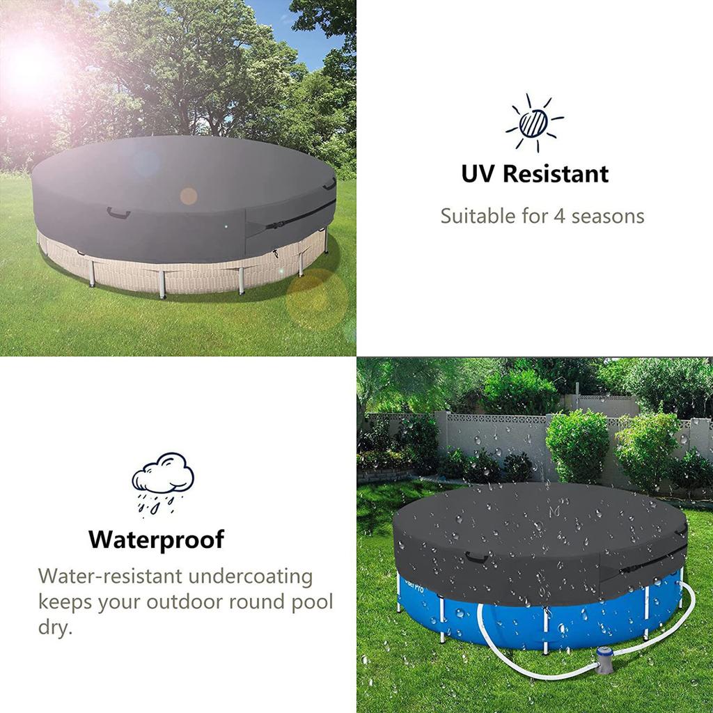 Professional 15FT Round Pool Protector Cover Waterproof Dust Cover Heavy Duty Outdoor Swimming Pool Leaf Net