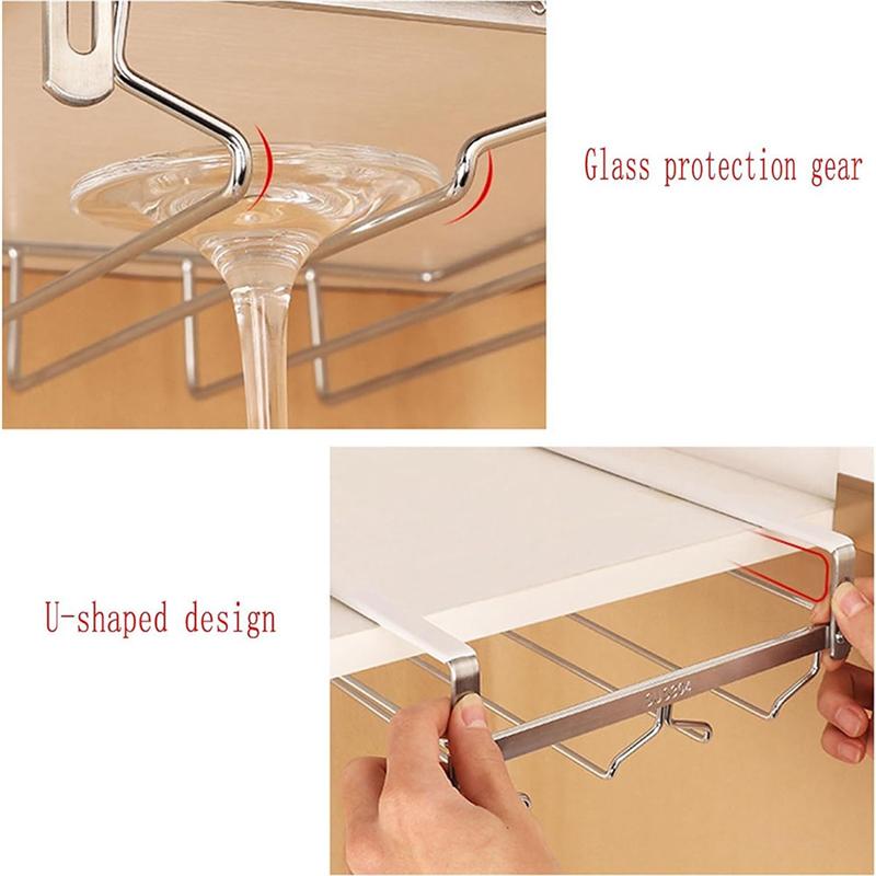 Adjustable Wine Glass Organizer Hanging Metal Wine Glass Rack No Drilling For Bar 34Cm (1 PCS)-B61B
