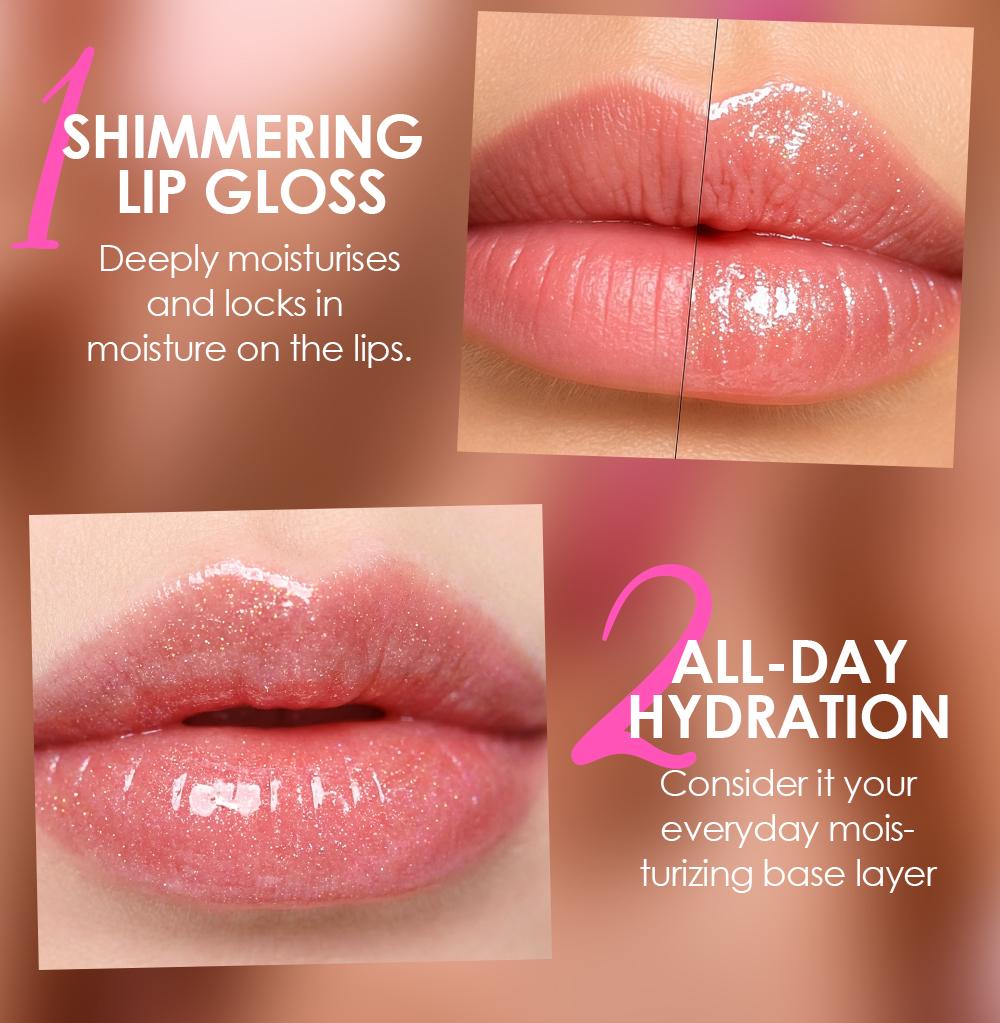 Clubday 6pcs Shimmer Lip Gloss Set, Glitter Water Glossy Lip Glaze, Long-Lasting Moisturizing, High-Shine Mirror Lip Tint for Daily Natural Lip Makeup