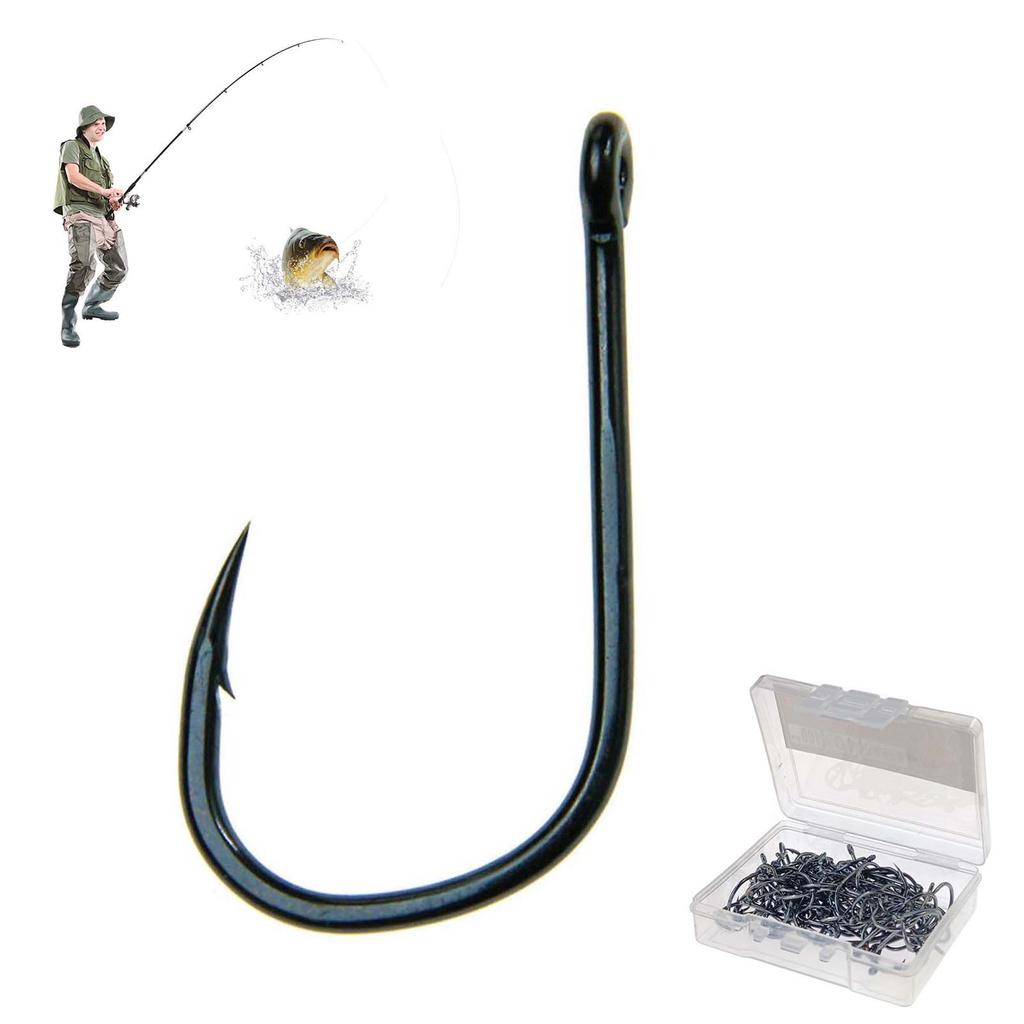 Black Sharp Barbed Fish Hooks with Durable High-Carbon Steel Material Suitable for Saltwater Freshwater