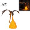 Magic Room Decor LED Dragon Flame Lamp, 3D Printed Flying Bookshelf Light, Fantasy Atmosphere Lamp Book Nook Light with Warm Glow for Halloween Shelf