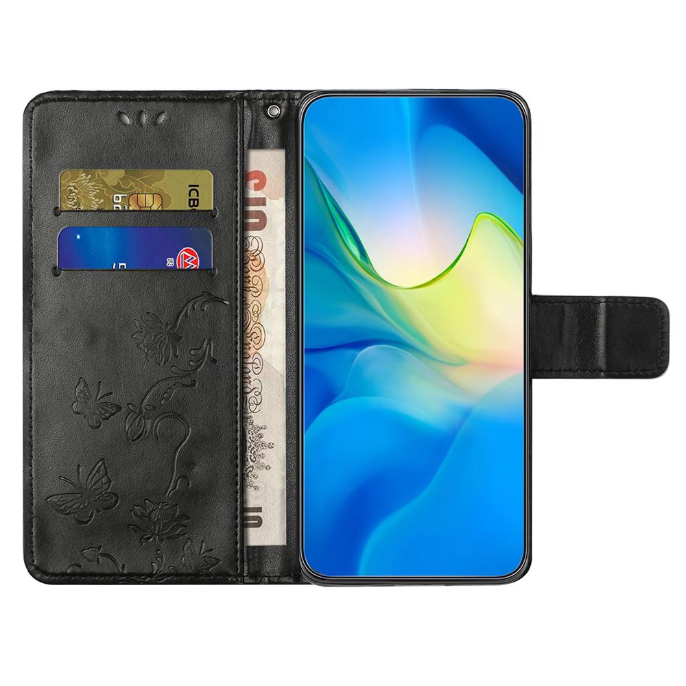For Motorola Moto G55 5G Case Wallet Stand Imprinted Butterfly Flower PU Leather Phone Cover