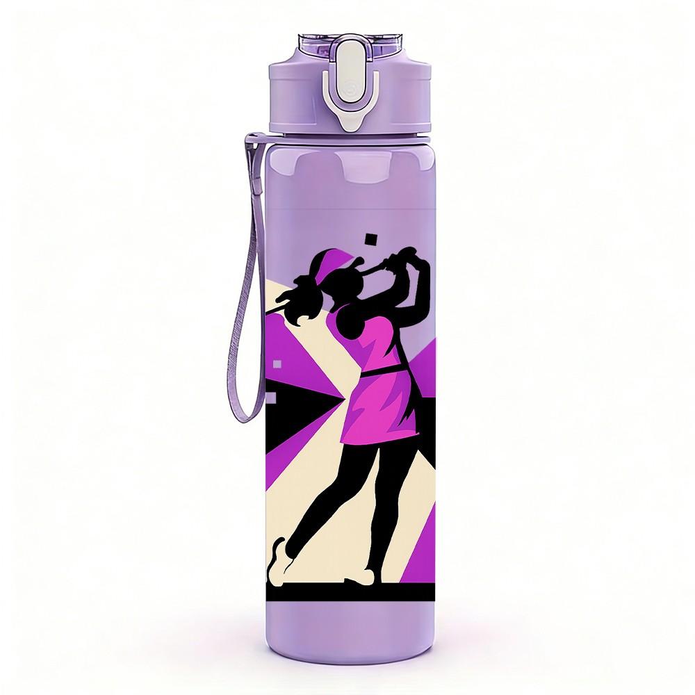 1PC Dancer Girl Silhouette Stage Print 750ml Color Plastic Sports Water Bottle Leakproof Flip Straw Lid Suitable for Sports Office Home Use