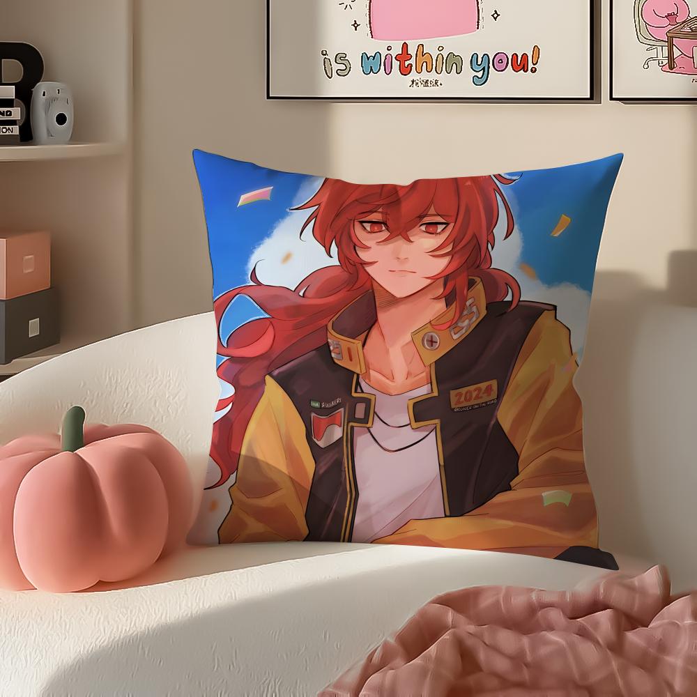 Game Genshin Diluc Cushion Cover Pillowcase Short Plush Invisible zipper Room Sofa Cushion Cover