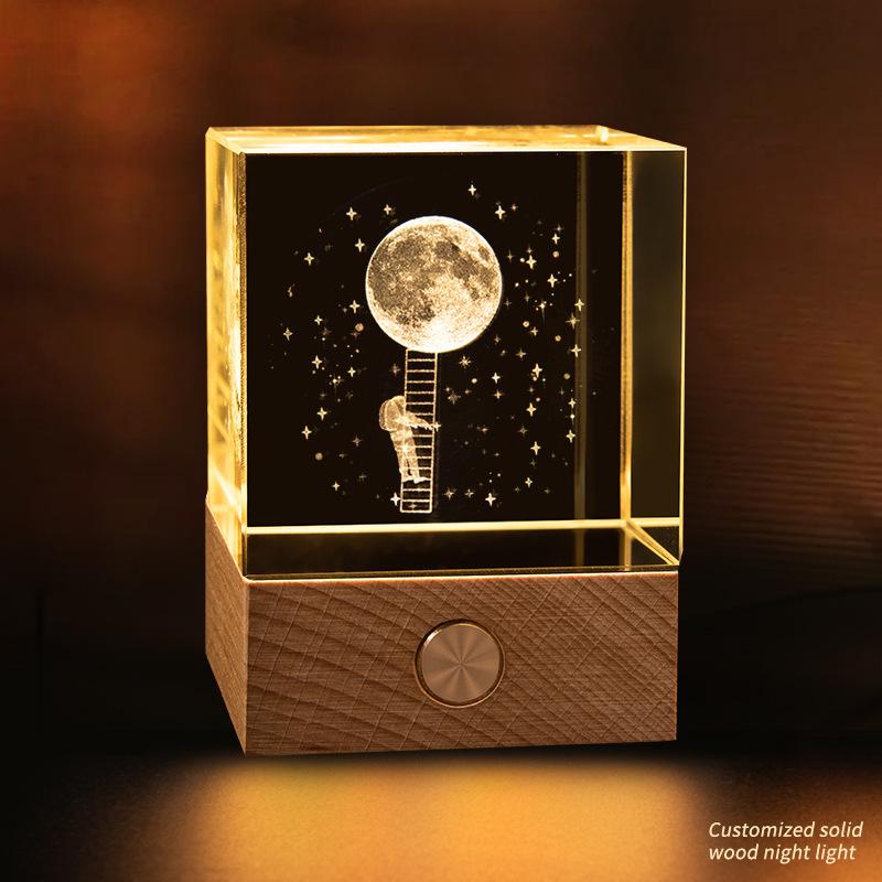 Starry Sky Cube Crystal Night Light: Creative Bedside Atmosphere Lamp