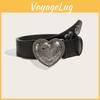 Retro Color Solid Summer Punk Leather Belt With Heart Snap Closure Trendy Look
