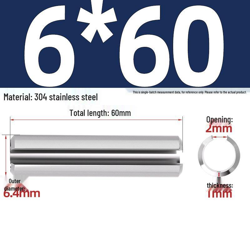304 Stainless Steel Slotted Spring Pin, Cylindrical Shaft Pin, Locating and Hollow Pin (M5-M12)