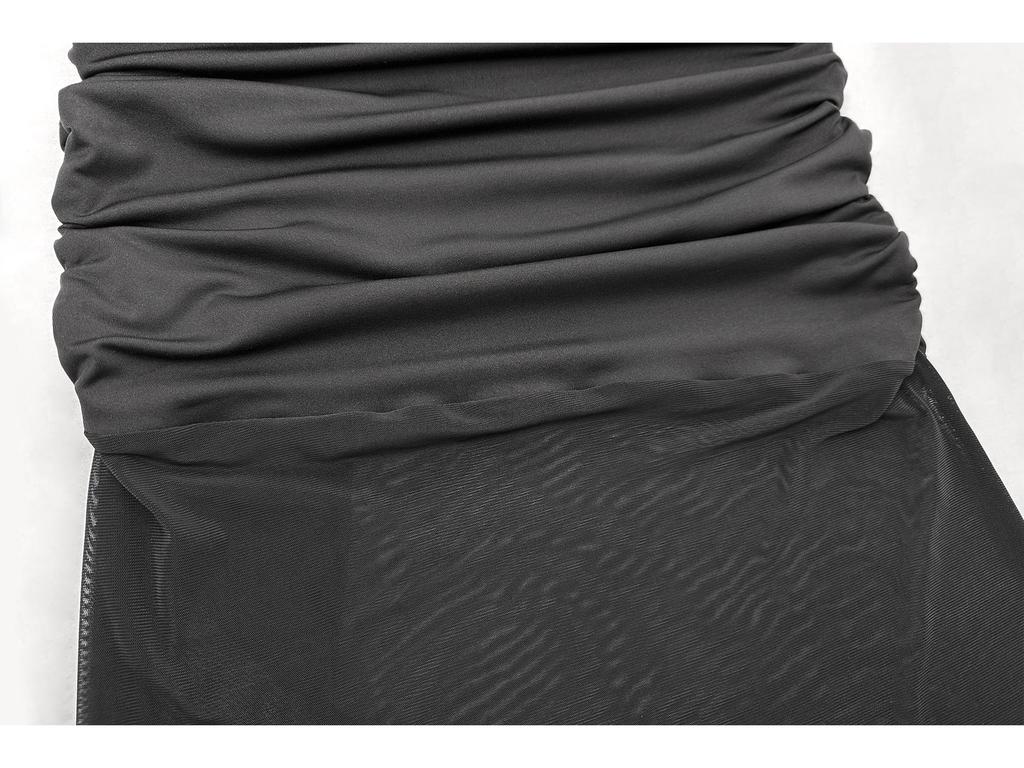 2024 Women's European & American Style Summer Backless Mesh Spliced Slim Irregular Bandeau Dress