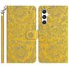 Kompatibel für Samsung Galaxy S24 Hülle Blume Prägung Leder Klappbrieftasche Handyhülle mit Handgelenkband