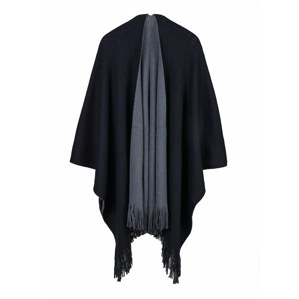Women's Autumn/Winter Thick Knit Scarf Shawl - European/American Style Double-Sided Versatile Cape