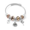 Monopoly colorful beads with zinc alloy ancient silver flower key love pendant pure handmade DIY hand