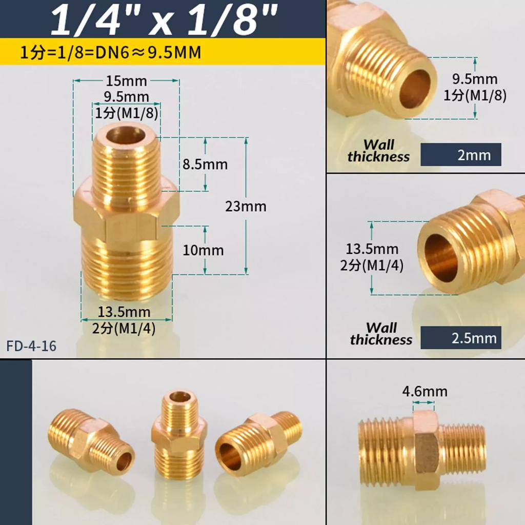 1/8" 1/4" 3/8" 1/2" 3/4" 1" BSP Messing Außengewinde zu Außengewinde Sechskant-Nippel Gleichmäßig Gerade Reduzierend Messing-Verbinder für Wasser Öl Gas
