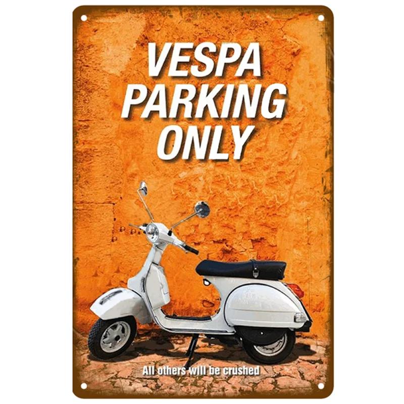 BarArtPro Vespa Tin Sign Art Decor Motorcycles Printed Metal Plaque - Vintage Pin Up Wall Art for Pub Interiors & Cafe Ambiance