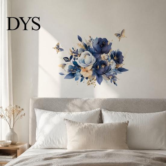 Waterproof PVC Window Film Watercolor Flower Wall Stickers, Removable Rose And Peony Decals, Mural, Floral Decals Peel Stick Art Decors for