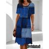 Big Size S-6XL Women's Printed Dress Summer Short Sleeve Round Neck Casual Mini Dress