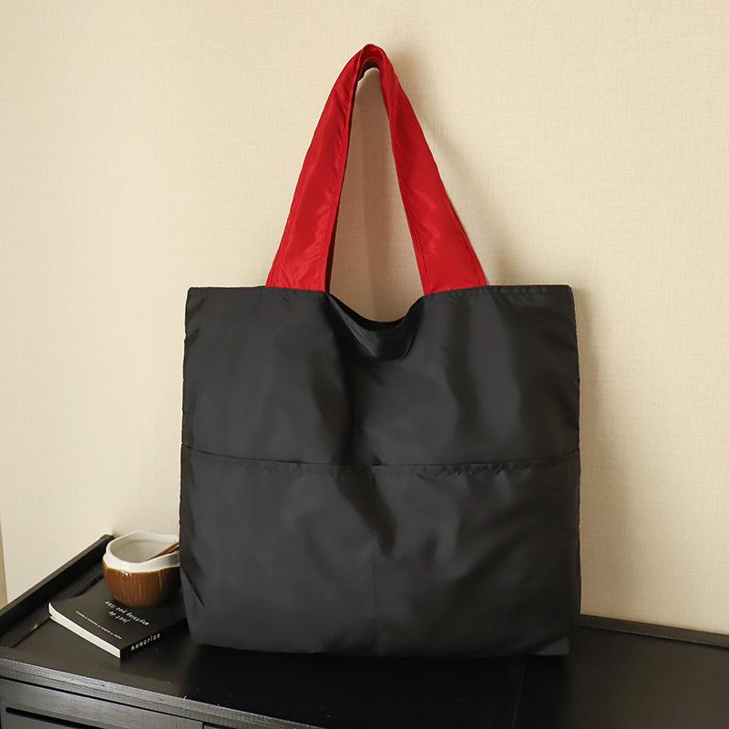 Japanese-Style Foldable Cloud Bag: Portable, Large-Capacity, Waterproof Shoulder & Handheld Grocery Bag with Zipper.
