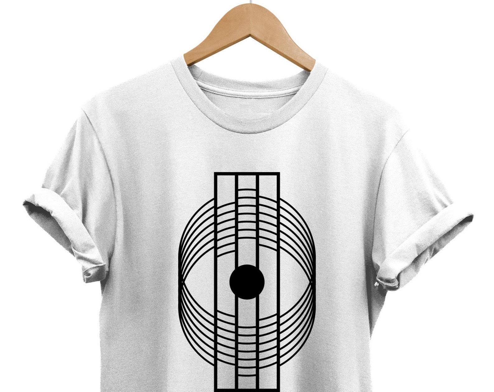90s Abstract Graphic Tee, Minimalist Geometric T-Shirt S