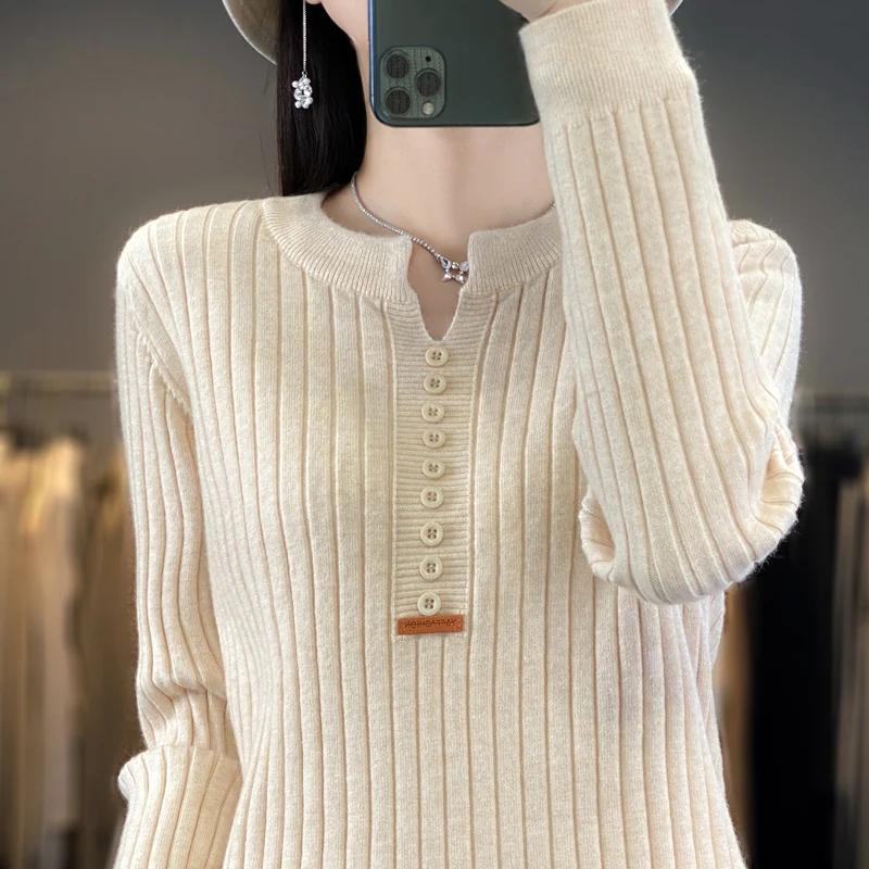 

Женский свитер осень/зима новый однотонный трикотаж с V-образным вырезом пуловер женская одежда модная блузка корейский стиль свободные топы XXL бежевый