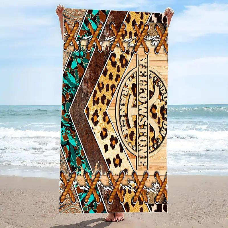 Western Series Yellowstone Print Beach Towel, Large Soft Quick Dry Towel for Beach Camping Swimming