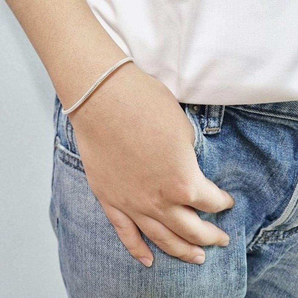 Snake 2.5mm Silver Bracelet Men Women Snake Chain Unique Sterling Silver Couples Burden-Free