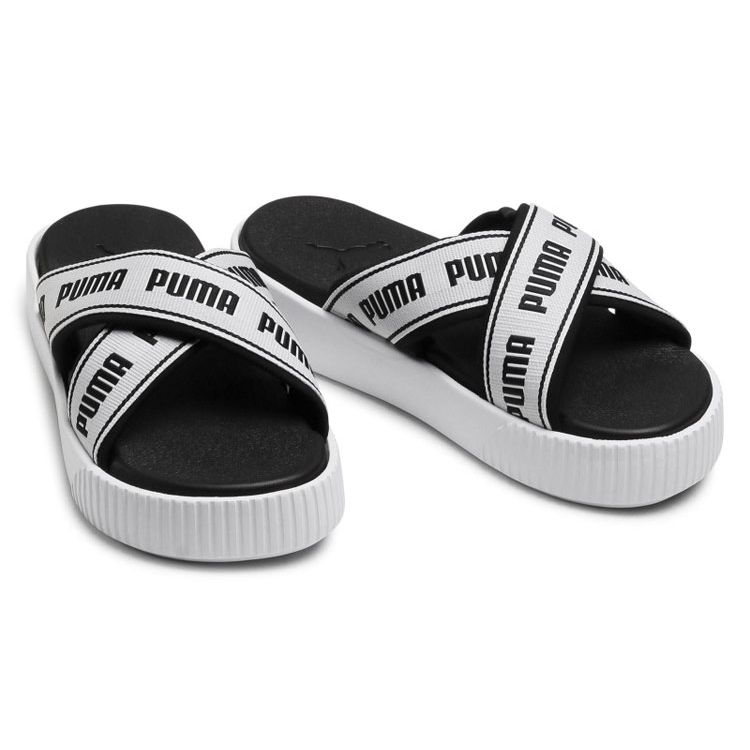 Puma Platform Thick Sole Casual Comfortable Lightweight Rubber Slide Sandals Women sandals Black White 380677-01