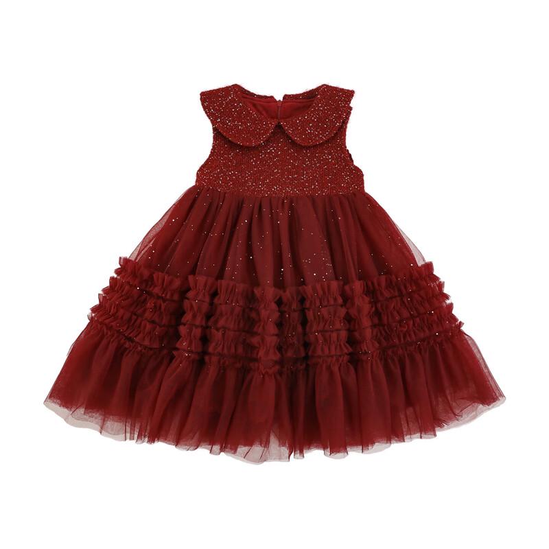 Youyou Girls  Elegant Winter Plush Vest Tulle Dress 90 cm