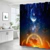 Star Galaxy Planet Shower Curtain Night Starry Sky Universe Space Moon Print Polyester Bathroom Curtain Home Bathtub Decoration