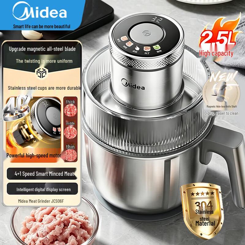 Midea 2.5L Digital Meat Grinder with 5-Speed Control