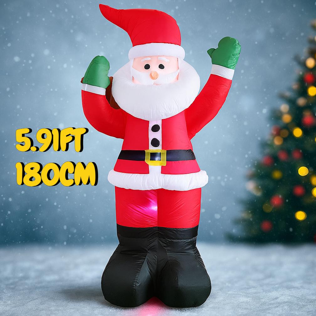 5.91FT Giant Inflatable Santa Claus Toy Festive Gift Xmas Yard Decoration With LED Litght Christmas Supplies Home Decor Ornament