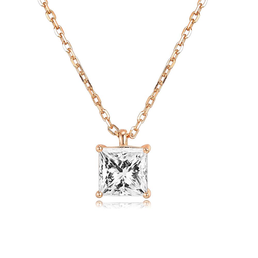

Korean Style Pendant Necklace for Women Square Cut Crystal Choker Chain Simple Gold Color Necklaces Accessories Jewelry N505