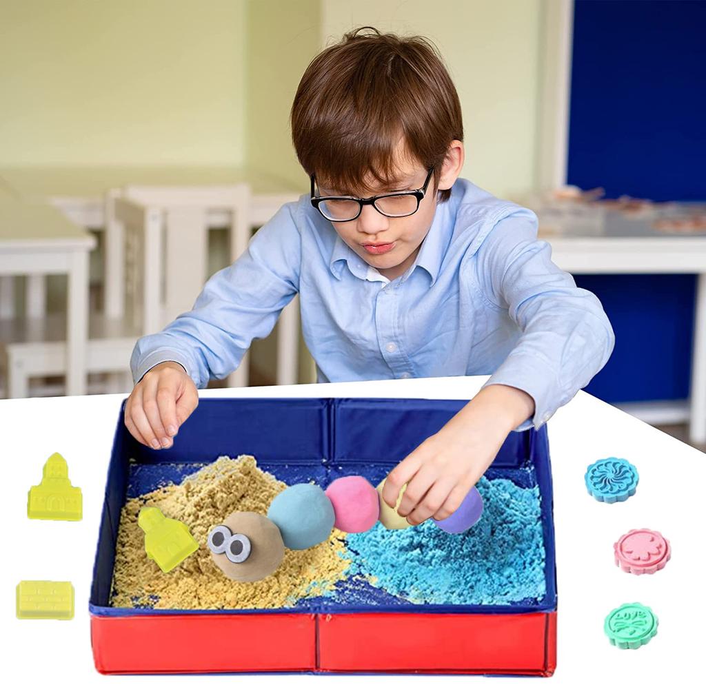 Funk Doggie Sandspielzeug, 2,0 kg, Indoor-Sandspielset für Kinder, Aufbewahrungsbox für Sand und Knete, faltbarer Pool, Geburtstagsgeschenk für Jungen und Mädchen, Indoor-Sandkasten