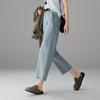 SOFSIL 2026 Spring Women's High-Waisted Cropped Straight-Leg Jeans