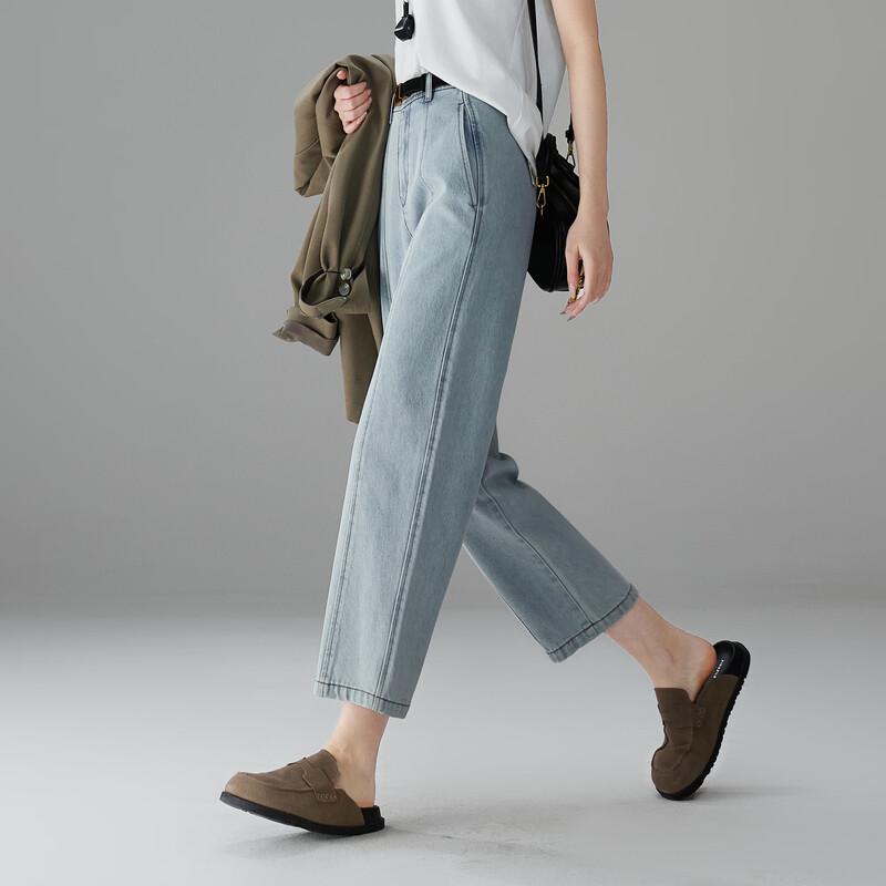 SOFSIL 2026 Spring Women's High-Waisted Cropped Straight-Leg Jeans